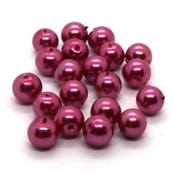 20 Perles nacrées en verre 6mm rose fuchsia