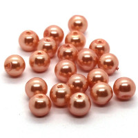 20 Perles nacrées en verre 6mm pêche