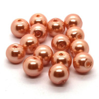 15 Perles nacrées en verre 8mm pêche