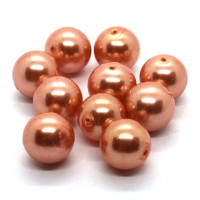 10 Perles nacrées en verre 10mm pêche