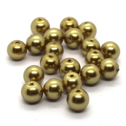 20 Perles nacrées en verre 6mm or