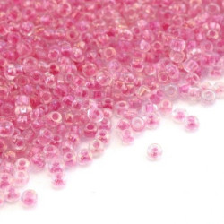 Perles de rocailles 2mm rose clair color lined