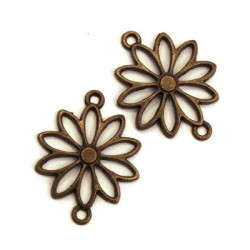 Breloque connecteur fleur 25mm en métal bronze x4