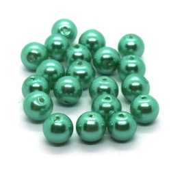 20 Perles nacrées en verre 6mm vert jade