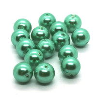 15 Perles nacrées en verre 8mm vert jade