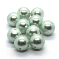 10 Perles nacrées en verre 10mm blanc vert
