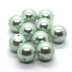 10 Perles nacrées en verre 10mm blanc vert