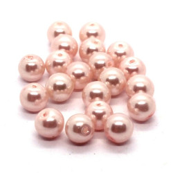 20 Perles nacrées en verre 6mm rose clair
