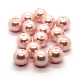 15 Perles nacrées en verre 8mm rose clair