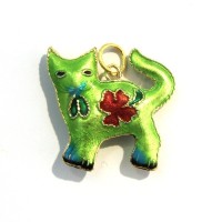 Pendentif cloisonné vert x1