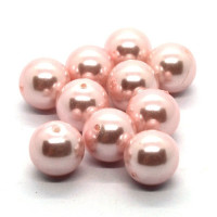 10 Perles nacrées en verre 10mm rose clair