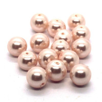15 Perles nacrées en verre 8mm rose pâle