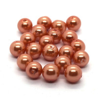 20 Perles nacrées en verre 6mm orange saumon