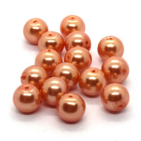15 Perles nacrées en verre 8mm orange