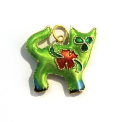 Pendentif cloisonné vert x1