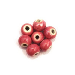 10 Perles en céramique 6mm rose