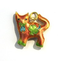 Pendentif cloisonné vert x1