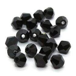 20 perles toupies en verre 6mm noir