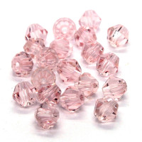 20 perles toupies en verre 6mm rosaline