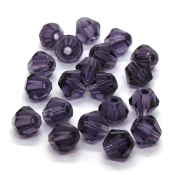 20 perles toupies en verre 6mm violet