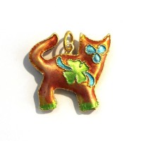 Pendentif cloisonné vert x1