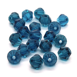 20 perles toupies en verre 6mm bleu zircon