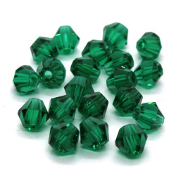 20 perles toupies en verre 6mm vert émeraude