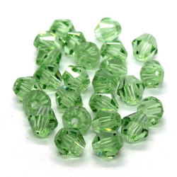 20 perles toupies en verre 6mm vert péridot