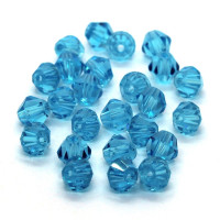 25 perles toupies en verre 5mm bleu turquoise