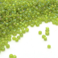 Perles de rocailles givrées 2mm vert clair AB 15g