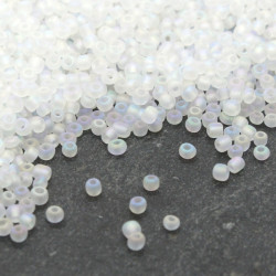 Perles de rocaille givrées 2mm blanc AB 15g