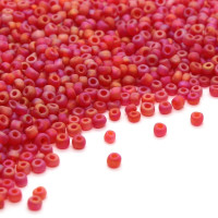Perles de rocaille givrées 2mm rouge clair AB 15g