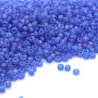 Perles de rocaille givrées 2mm bleu clair AB 15g