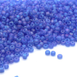 Perles de rocaille givrées 2mm bleu clair AB 15g