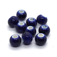 10 Perles en céramique 6mm bleu nuit