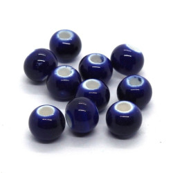 10 Perles en céramique 6mm bleu foncé