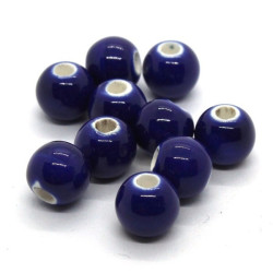 10 Perles en céramique 8mm bleu foncé