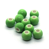 10 Perles en céramique 6mm vert pomme