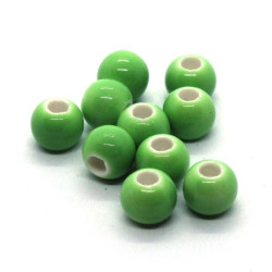 10 Perles en céramique 6mm vert pomme