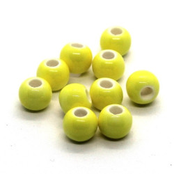 10 Perles en céramique 6mm jaune