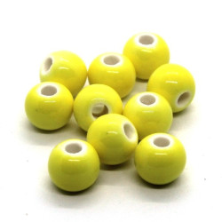 10 Perles en céramique 8mm jaune