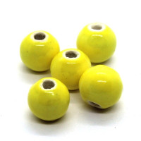 5 Perles en céramique 10mm jaune