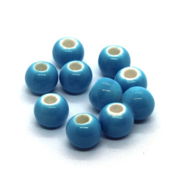 10 Perles en céramique 6mm bleu turquoise