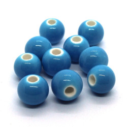 10 Perles en céramique 8mm bleu turquoise