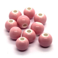 10 Perles en céramique 8mm rose bébé