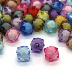 50 perles acryliques cubes à facettes 8mm assortiment multicolore