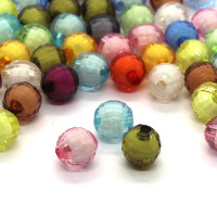 50 perles acryliques rondes multi-facettes 8mm assortiment multicolore