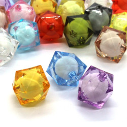 10 perles acryliques cubes à facettes 15mm assortiment multicolore