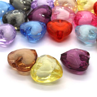 10 perles acryliques coeurs à facettes 20mm assortiment multicolore