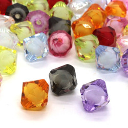 20 perles acryliques toupies 13mm assortiment multicolore